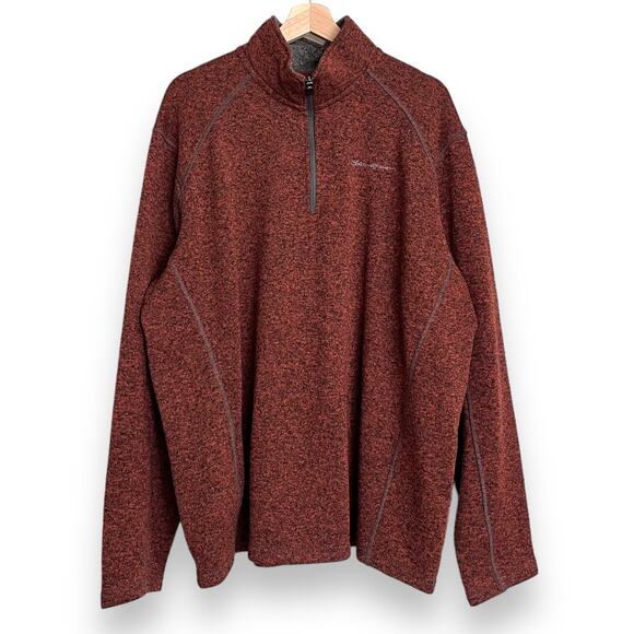 Eddie Bauer 1/4 Zip Orange and Black Radiator Sweater Fleece Men's Size 2XL - Picture 1 of 9